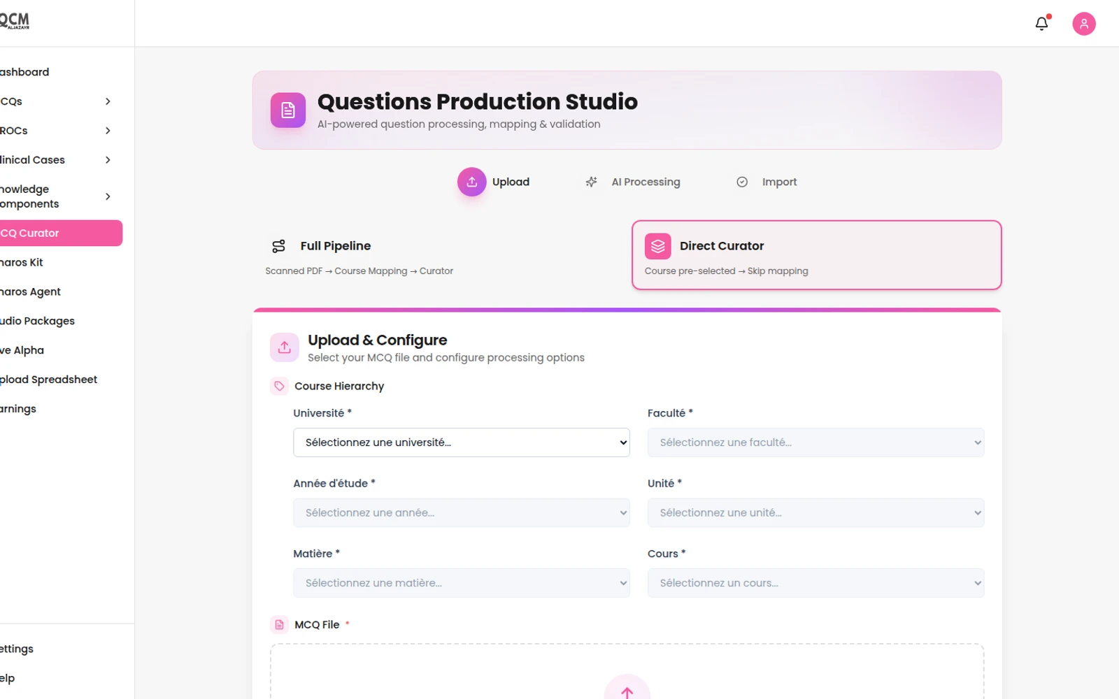 Contrôle qualité MCQ assisté par IA